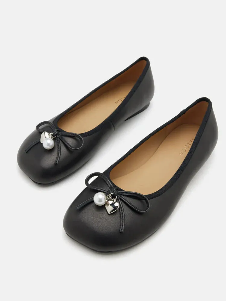 Atomic Heart & Pearl Charm Bow Flats