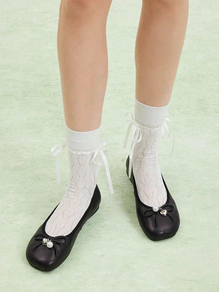 Atomic Heart & Pearl Charm Bow Flats