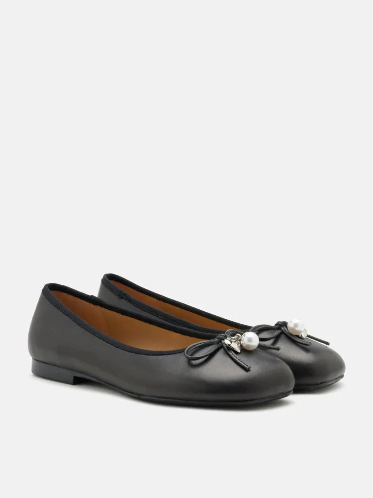 Atomic Heart & Pearl Charm Bow Flats
