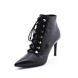 Balenciaga Black Leather Lace up Ankle Boots Size US 9 | EU 39