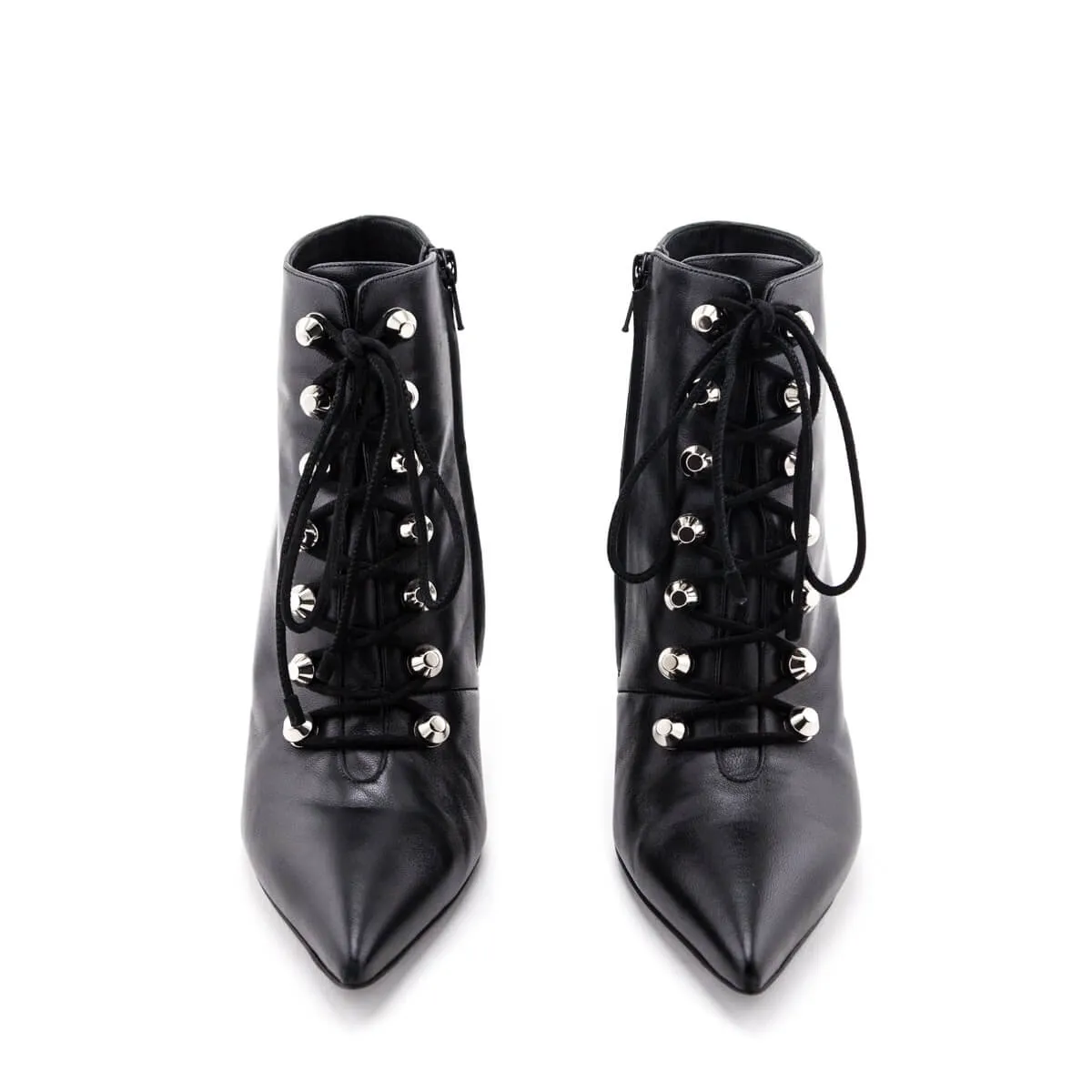 Balenciaga Black Leather Lace up Ankle Boots Size US 9 | EU 39