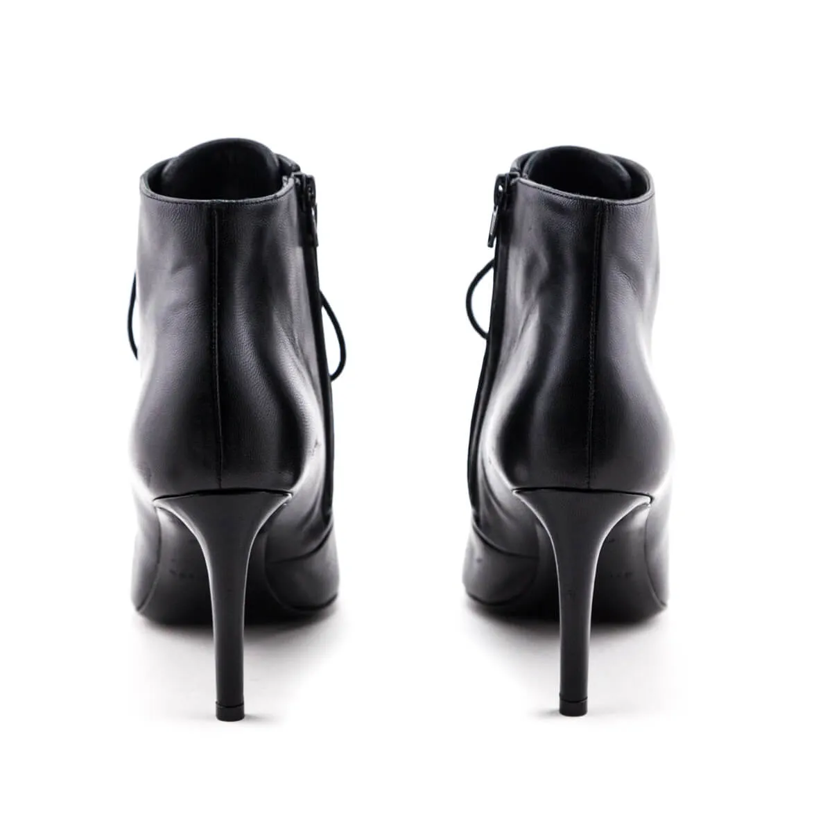 Balenciaga Black Leather Lace up Ankle Boots Size US 9 | EU 39