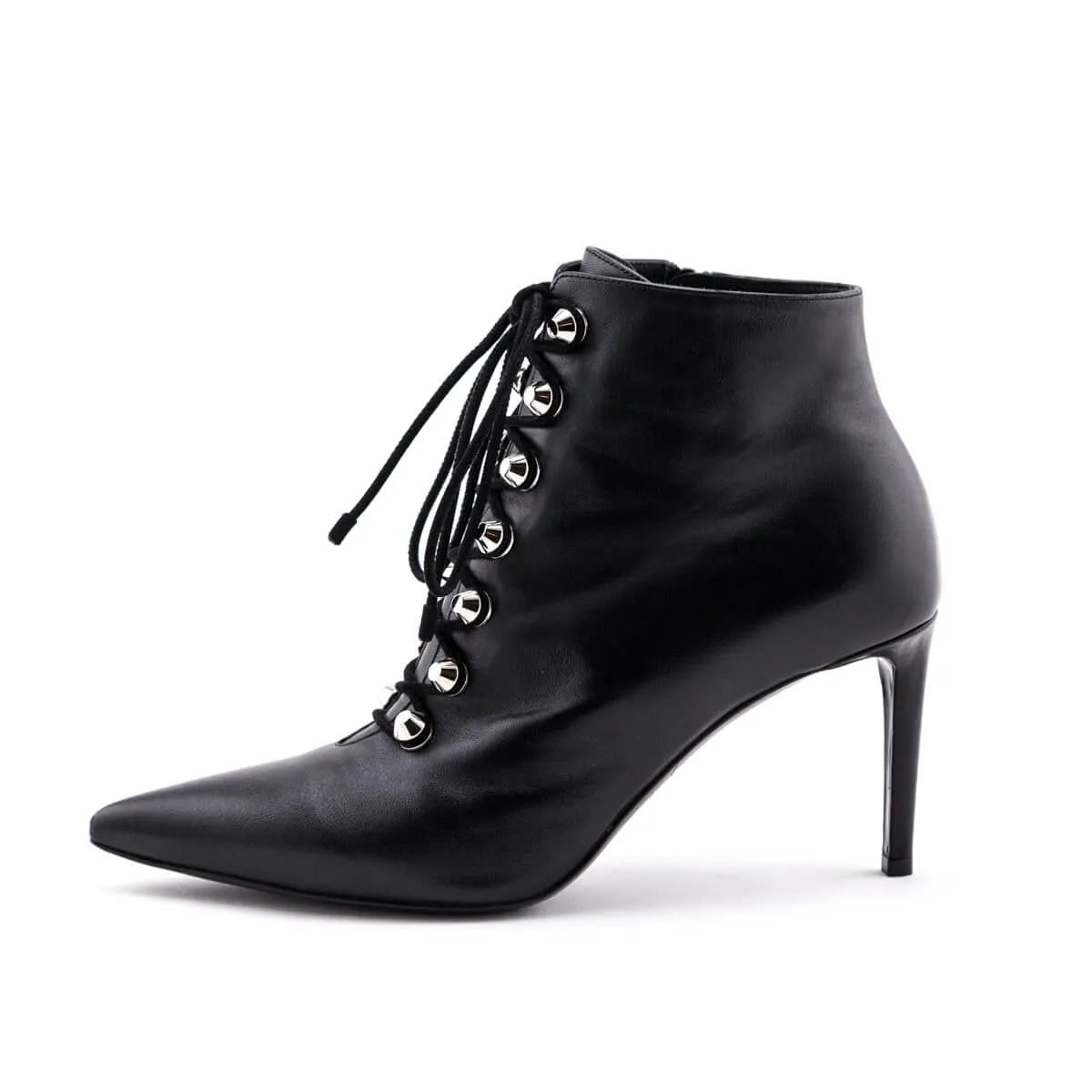 Balenciaga Black Leather Lace up Ankle Boots Size US 9 | EU 39