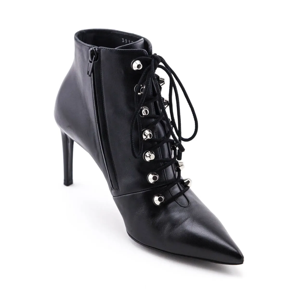 Balenciaga Black Leather Lace up Ankle Boots Size US 9 | EU 39
