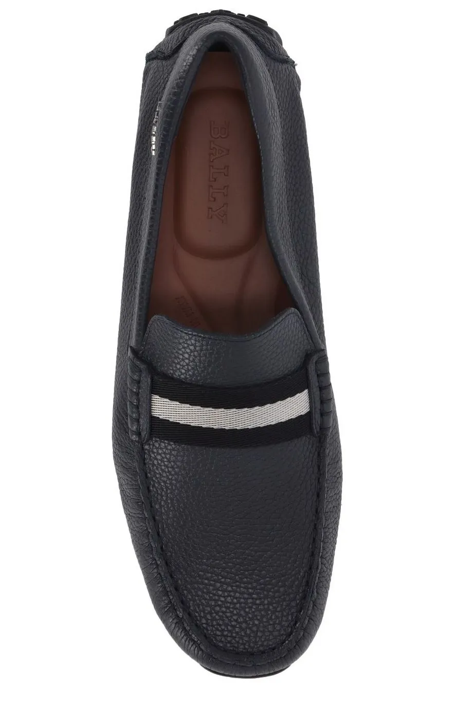 Bally Striped Round Toe Loafers