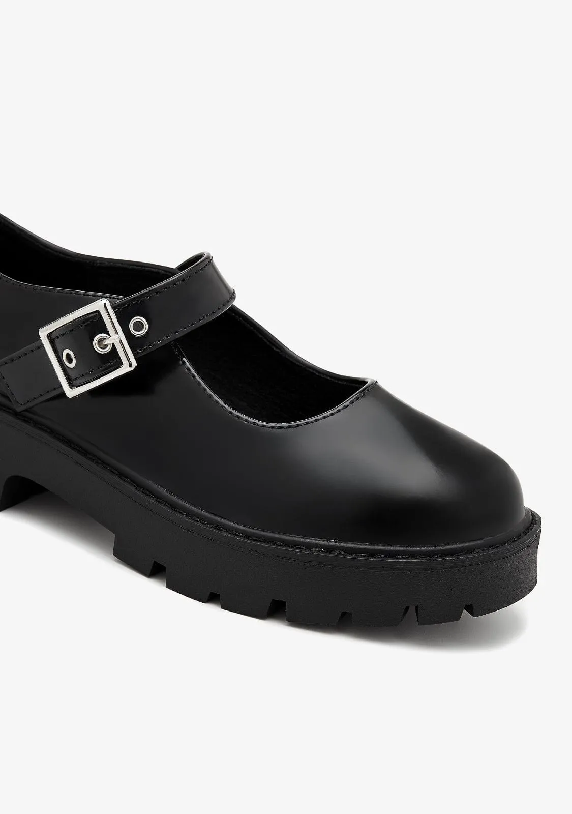 Black Buckle Loafers B&W