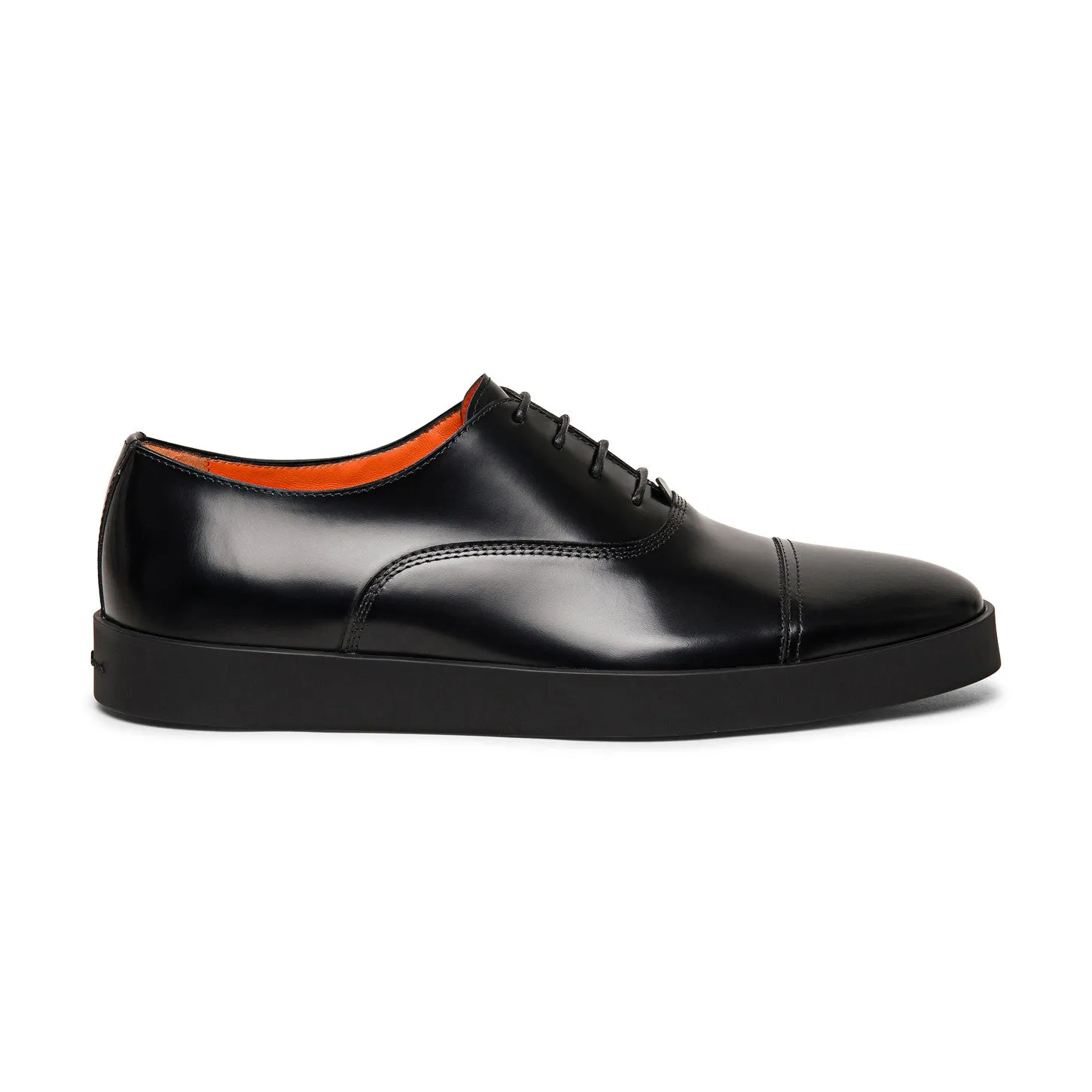 Black Leather Isadora Lace Up Oxford Toe Cap Sneakers - AW24