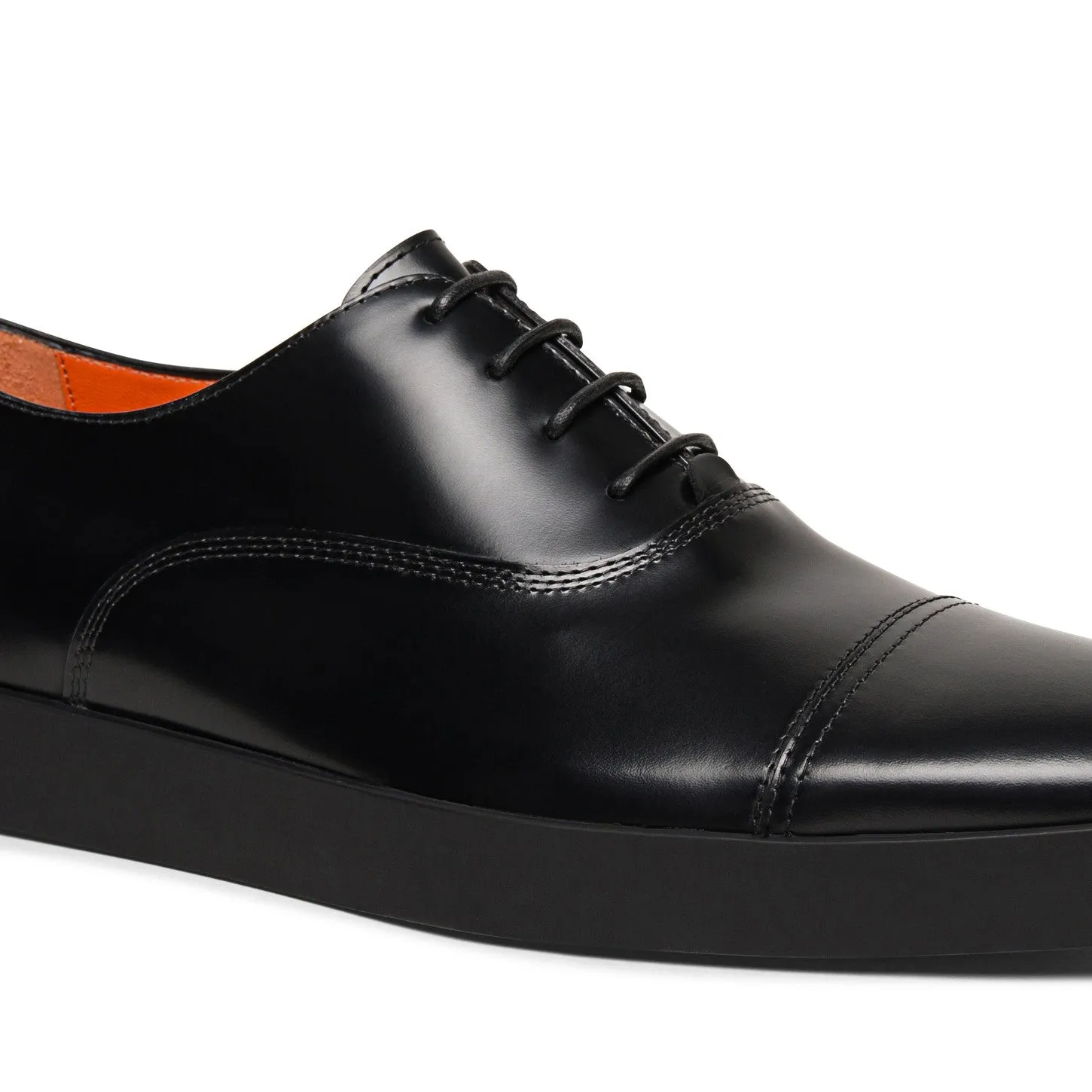 Black Leather Isadora Lace Up Oxford Toe Cap Sneakers - AW24