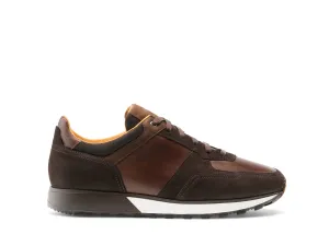 Brown Suede and Leather Nausori Lace Up Running Sneaker Shoes