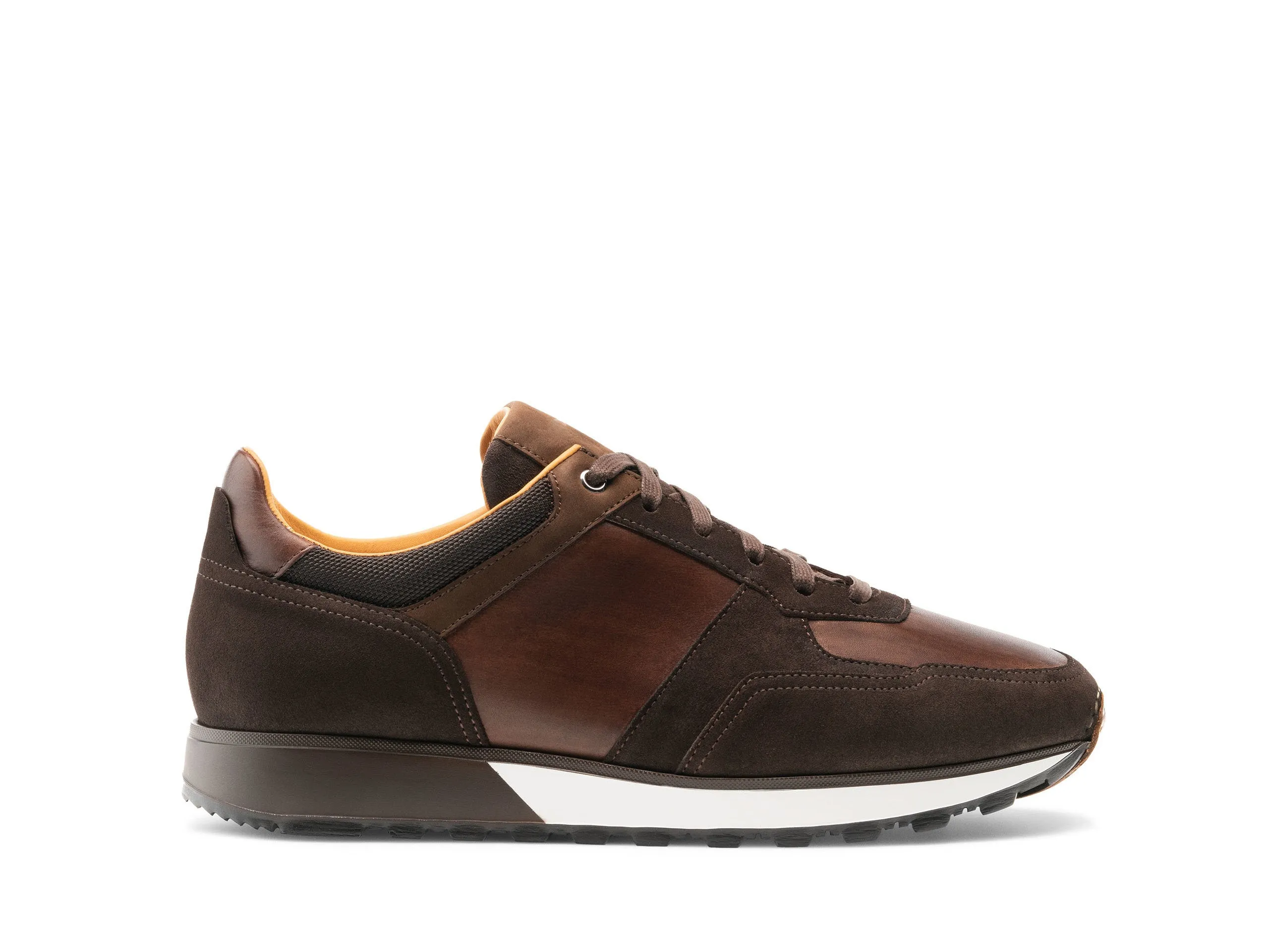 Brown Suede and Leather Nausori Lace Up Running Sneaker Shoes