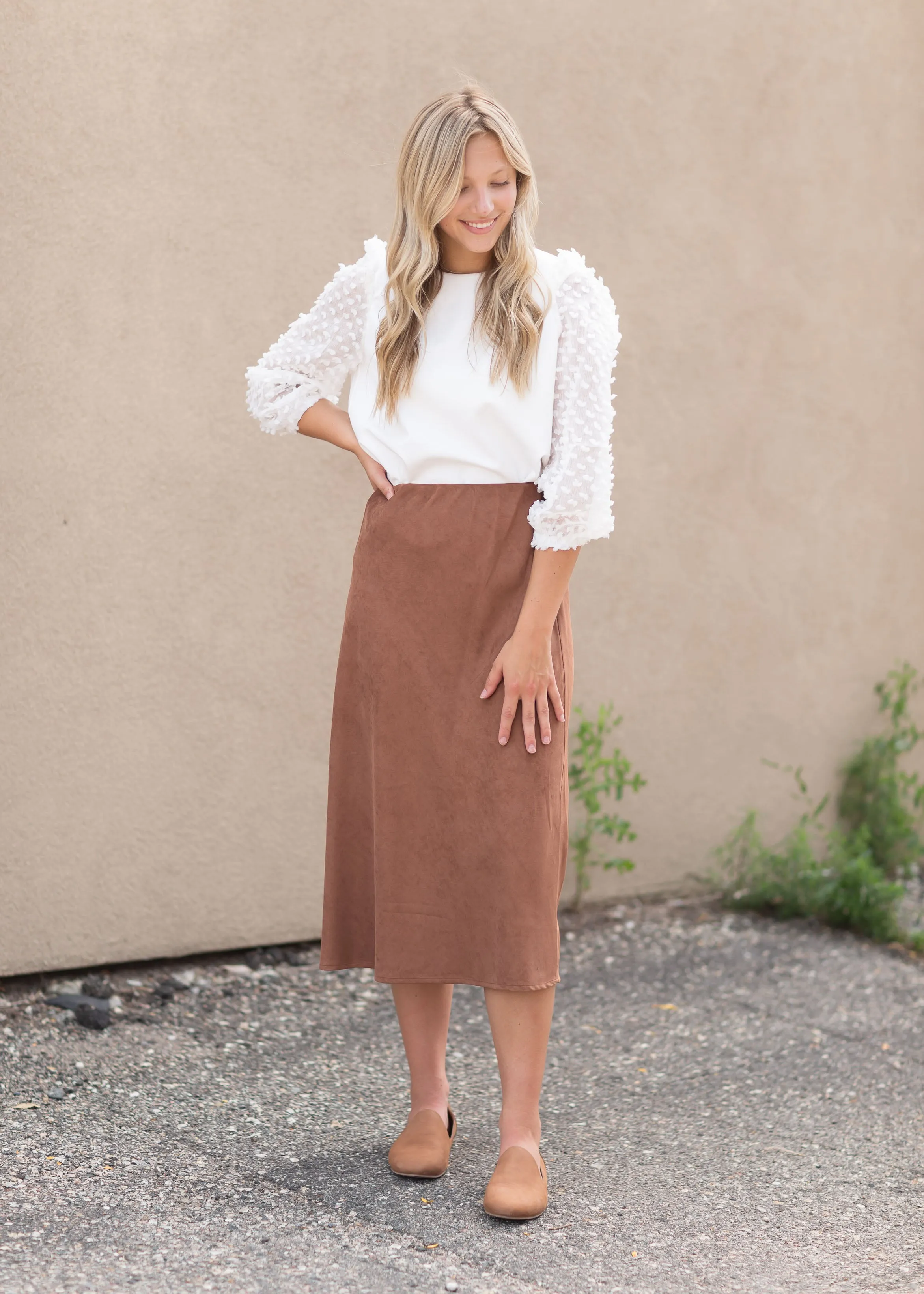Caramel Suede Aline Skirt