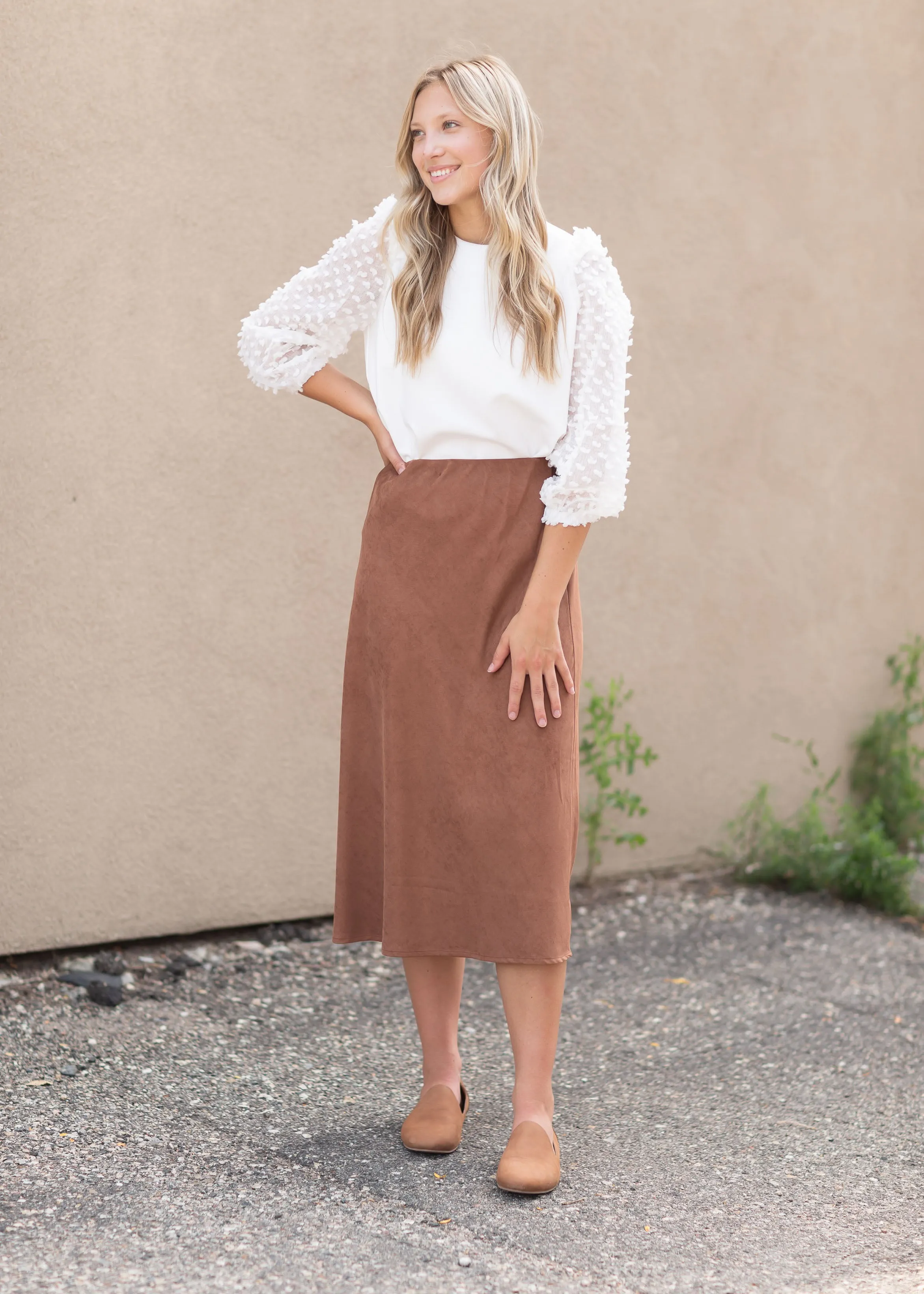 Caramel Suede Aline Skirt