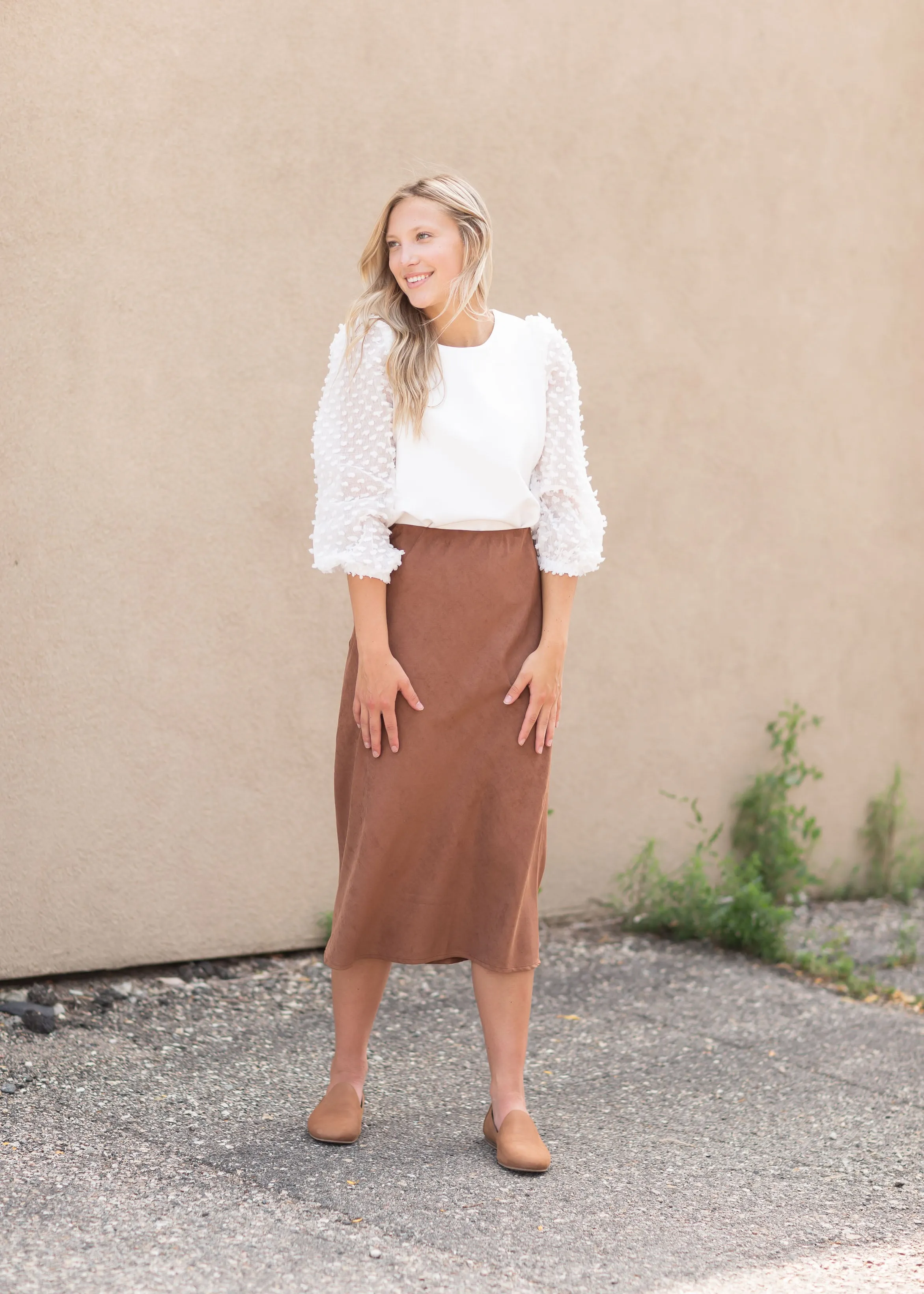 Caramel Suede Aline Skirt