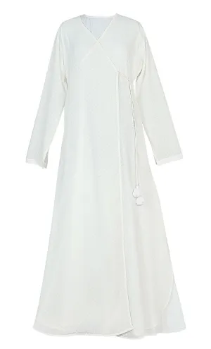 Classic Comfortable Self Printed Angrakha Style Hajj / Umrah Abaya - Final Sale