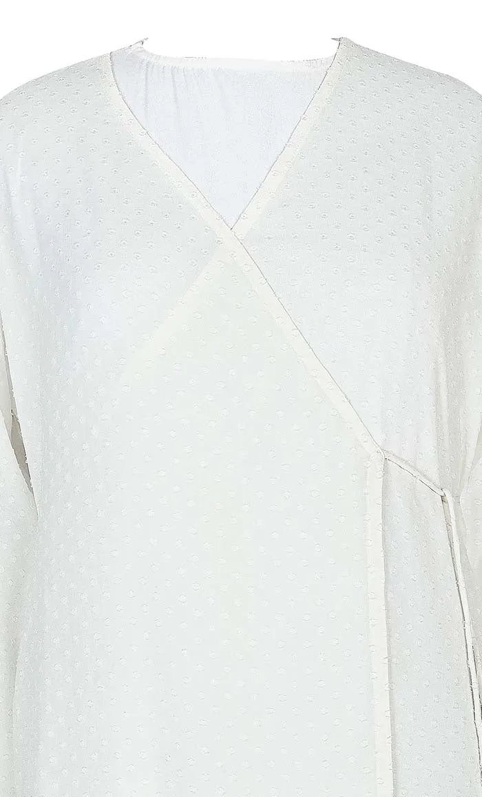Classic Comfortable Self Printed Angrakha Style Hajj / Umrah Abaya - Final Sale