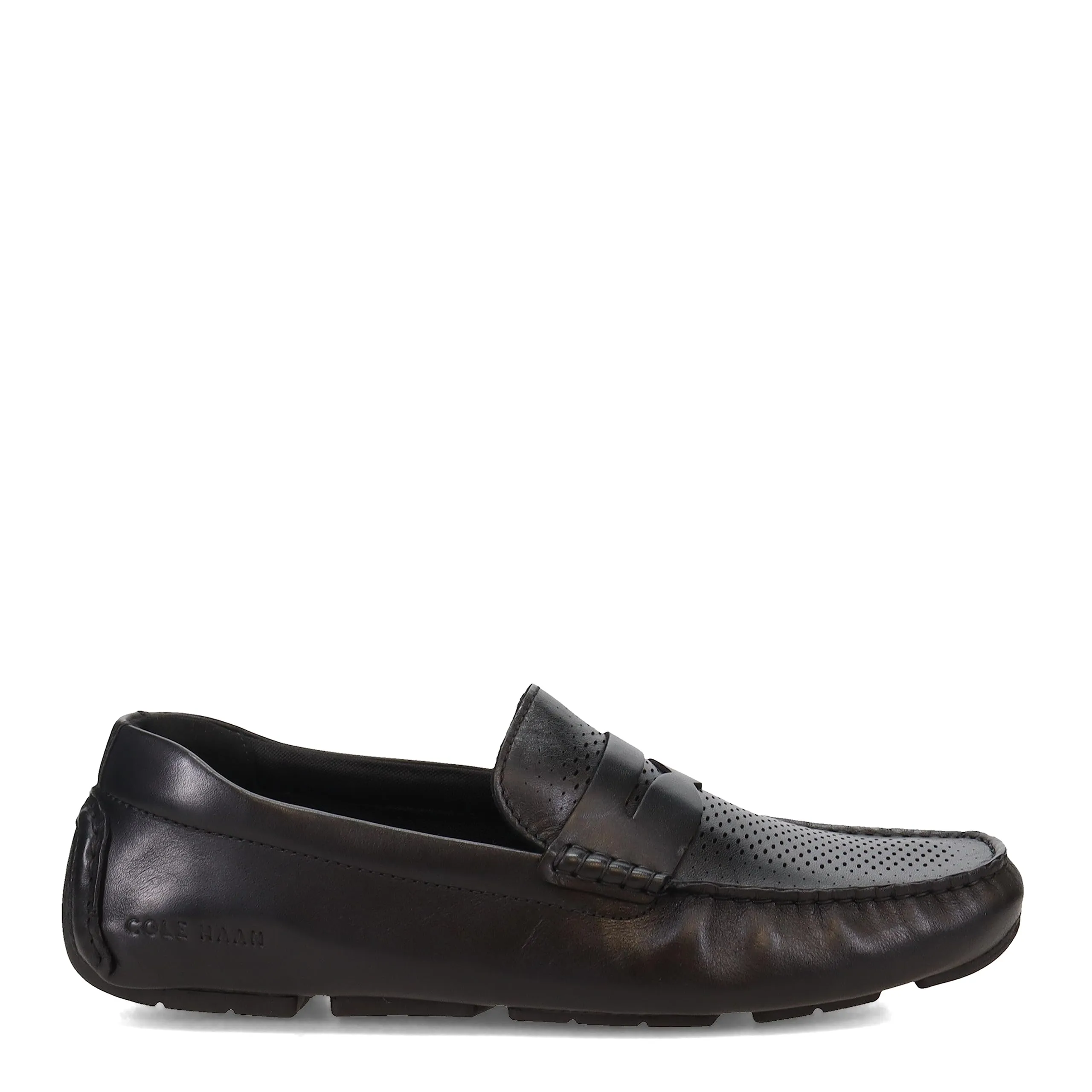 Cole Haan Men's Grand Laser Penny Driver Driving Style Loafer, Black/Black, 10
