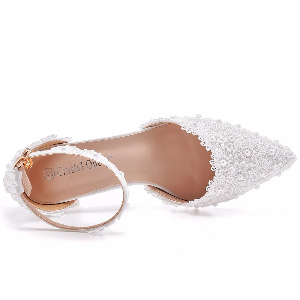 Crystal Lace Padded Wedding Heels