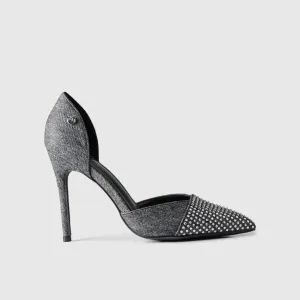 Dress Court Shoe Black Denim 01592