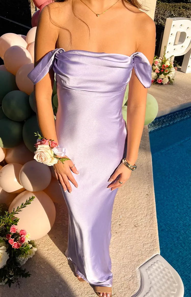 Ella Lilac Off Shoulder Maxi Formal Dress