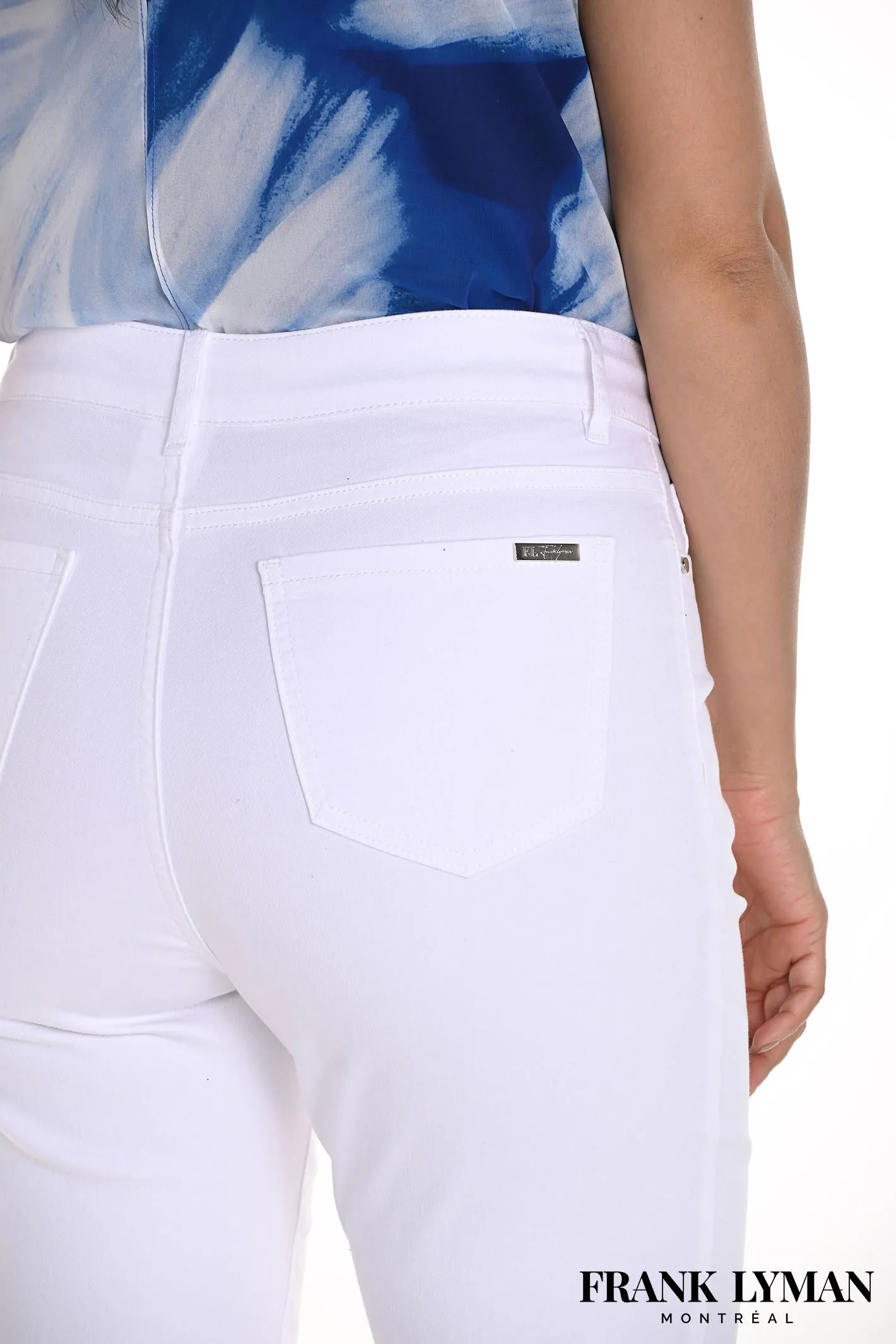 Frank Lyman 256735U White Cropped Trousers Bow Detail