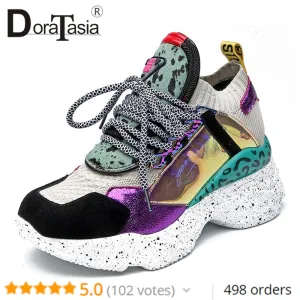 Genuine Leather Suede Sneakers Platform Dad Shoes