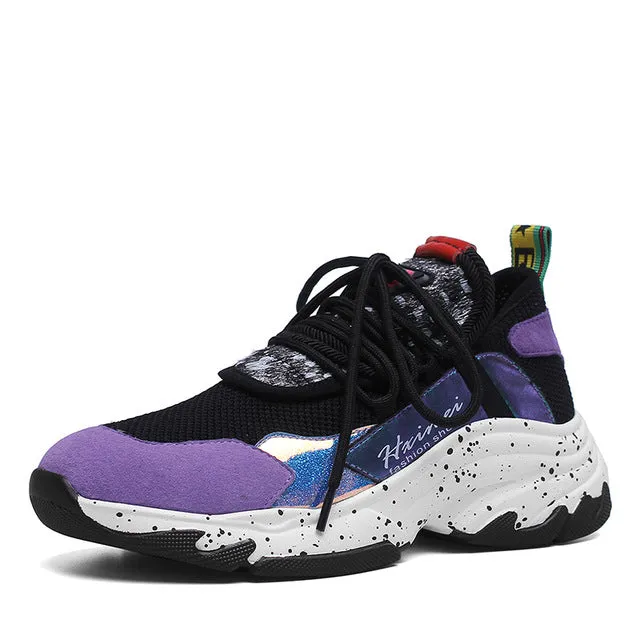 Genuine Leather Suede Sneakers Platform Dad Shoes