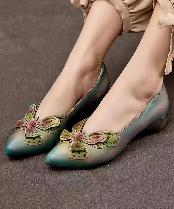 Handmade Original Butterfly Pointed Shallow Cut Single Shoe CZ1019