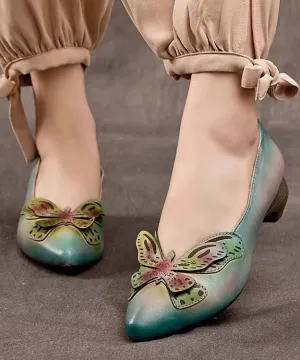 Handmade Original Butterfly Pointed Shallow Cut Single Shoe CZ1019