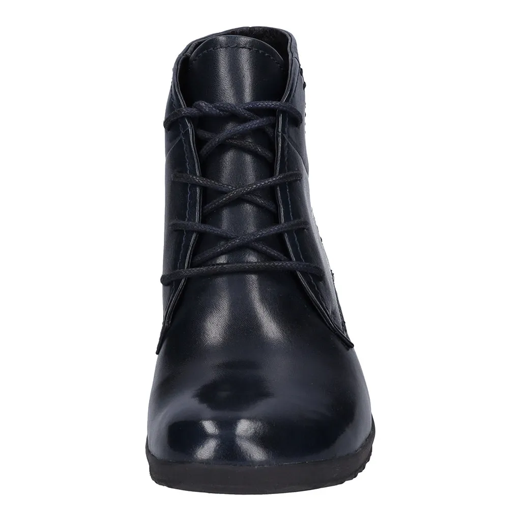 Josef Seibel 79709 Naly 09 Ladies Ocean Navy Leather Lace Up Ankle Boots
