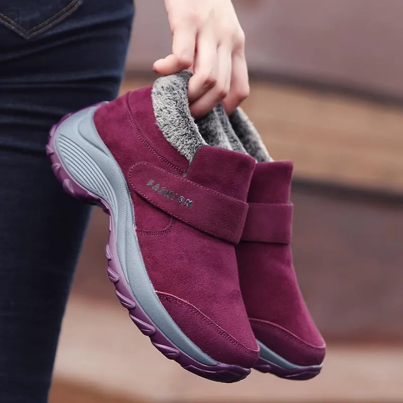 Ladies Plus Velvet Warm Soft Bottom Walking Sneakers