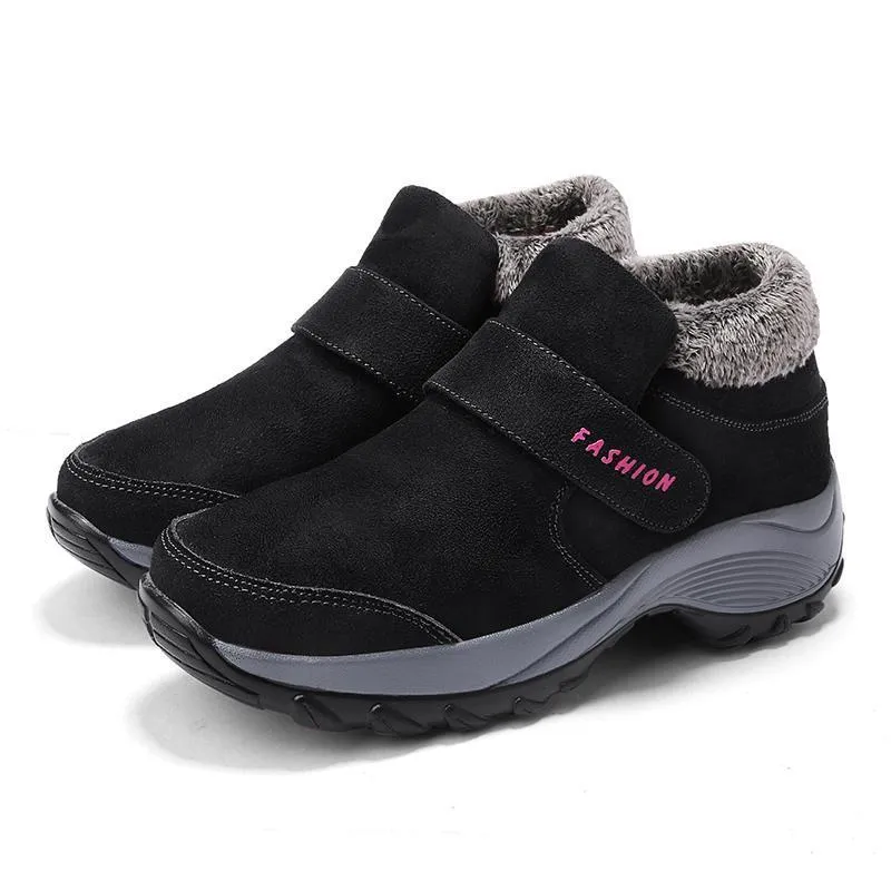 Ladies Plus Velvet Warm Soft Bottom Walking Sneakers