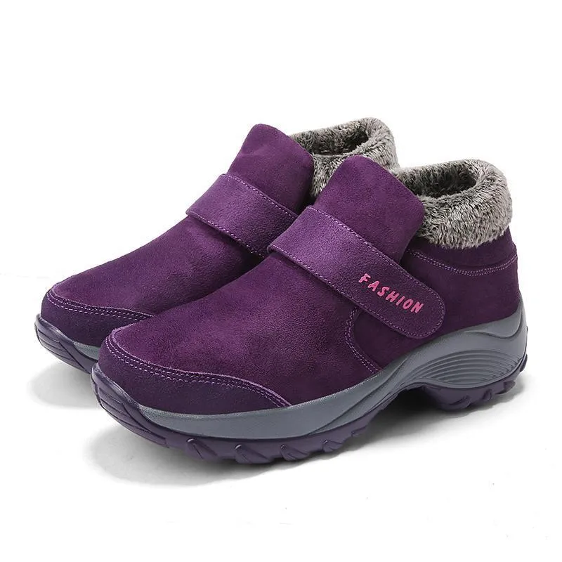 Ladies Plus Velvet Warm Soft Bottom Walking Sneakers