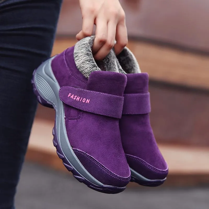 Ladies Plus Velvet Warm Soft Bottom Walking Sneakers