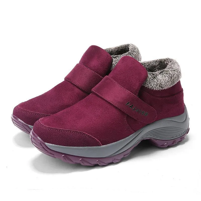 Ladies Plus Velvet Warm Soft Bottom Walking Sneakers