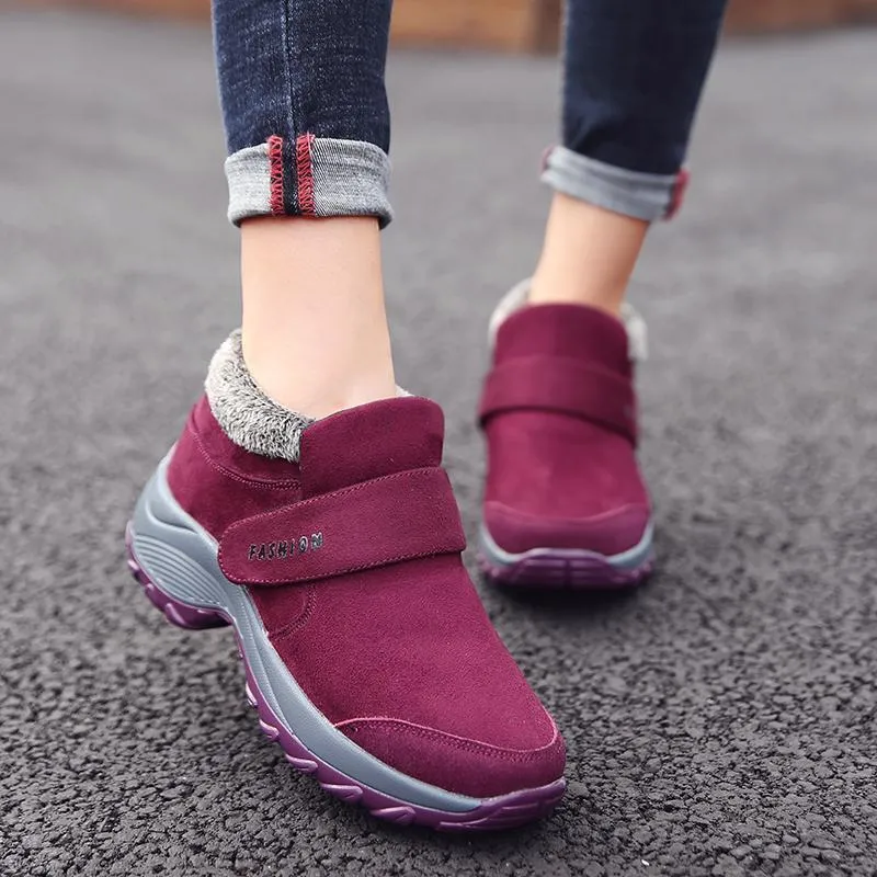 Ladies Plus Velvet Warm Soft Bottom Walking Sneakers