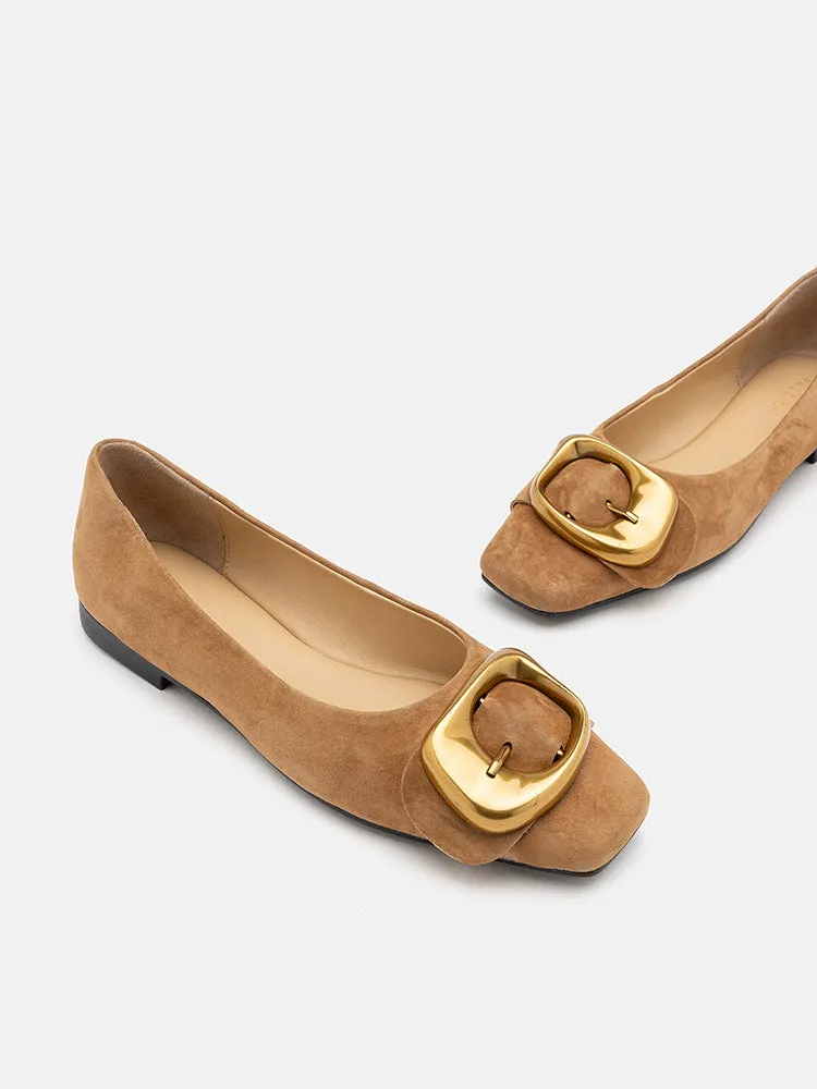 Lennox Buckled Square Toe Flats