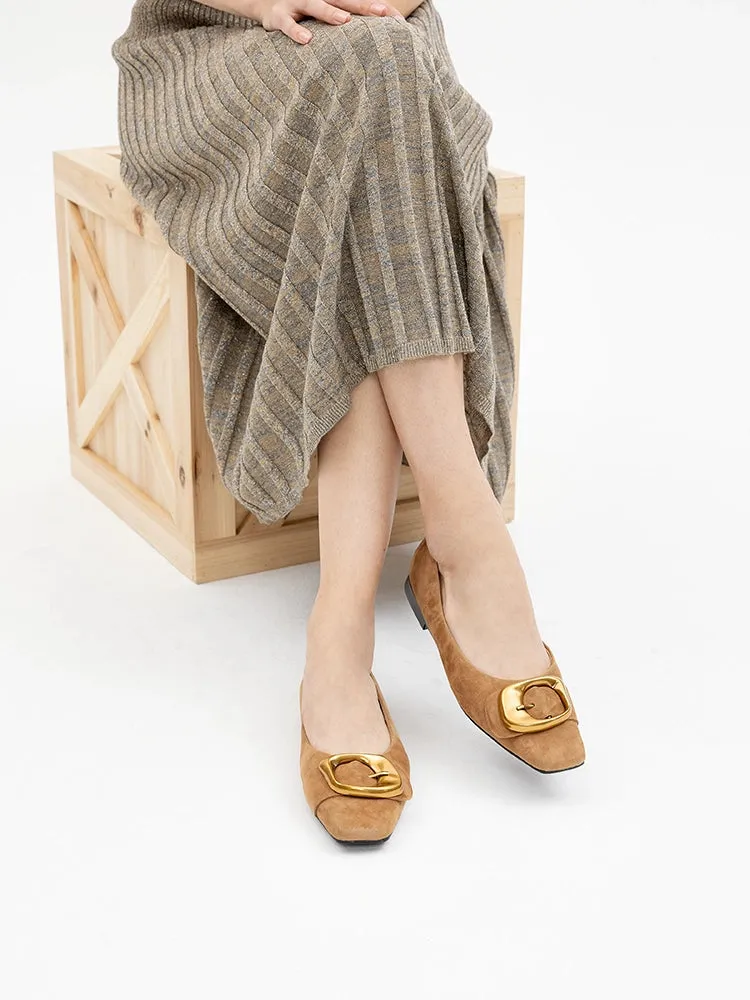 Lennox Buckled Square Toe Flats