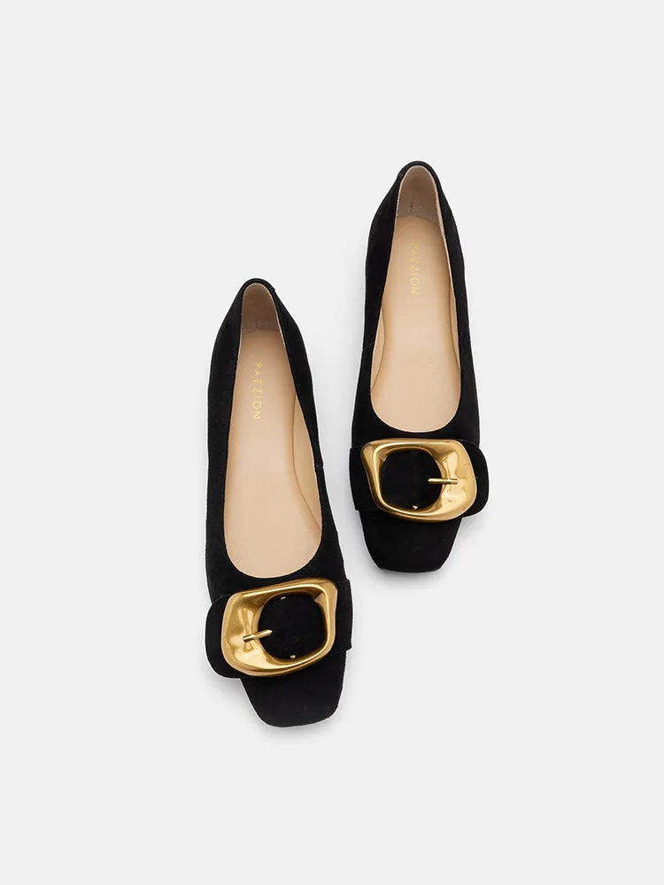 Lennox Buckled Square Toe Flats