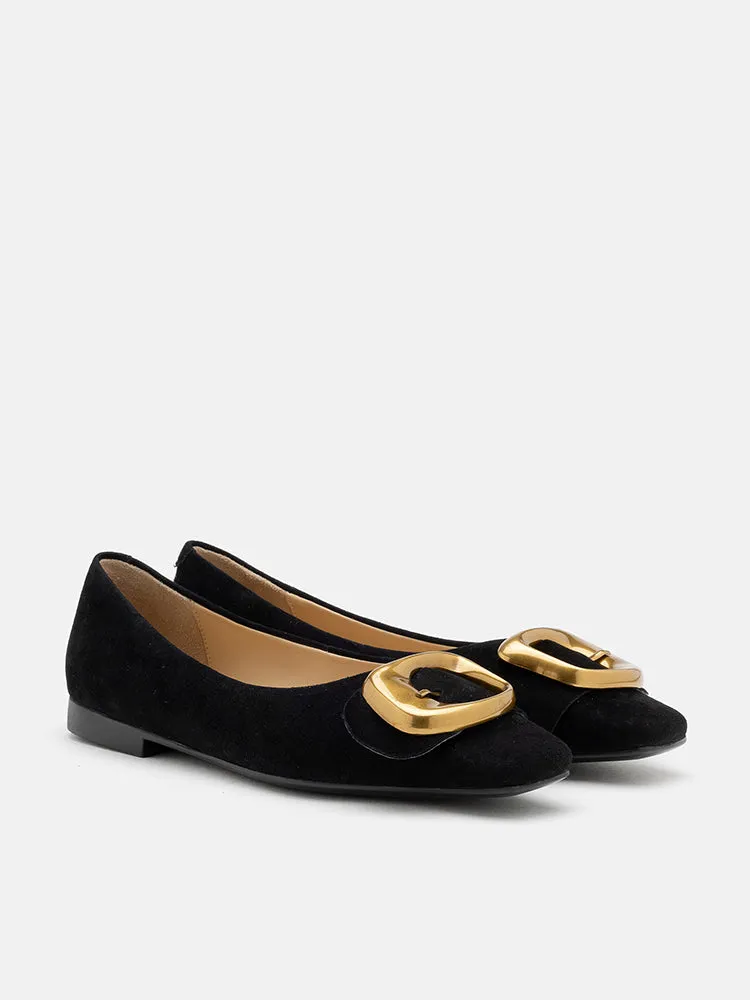 Lennox Buckled Square Toe Flats