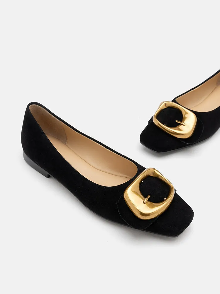 Lennox Buckled Square Toe Flats