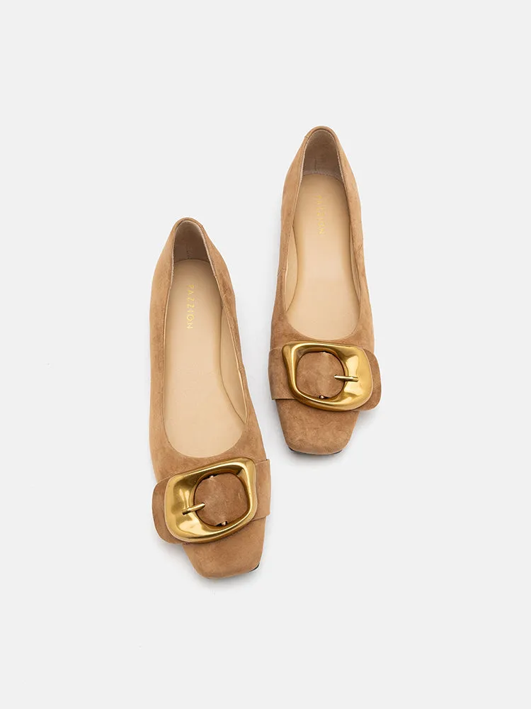 Lennox Buckled Square Toe Flats