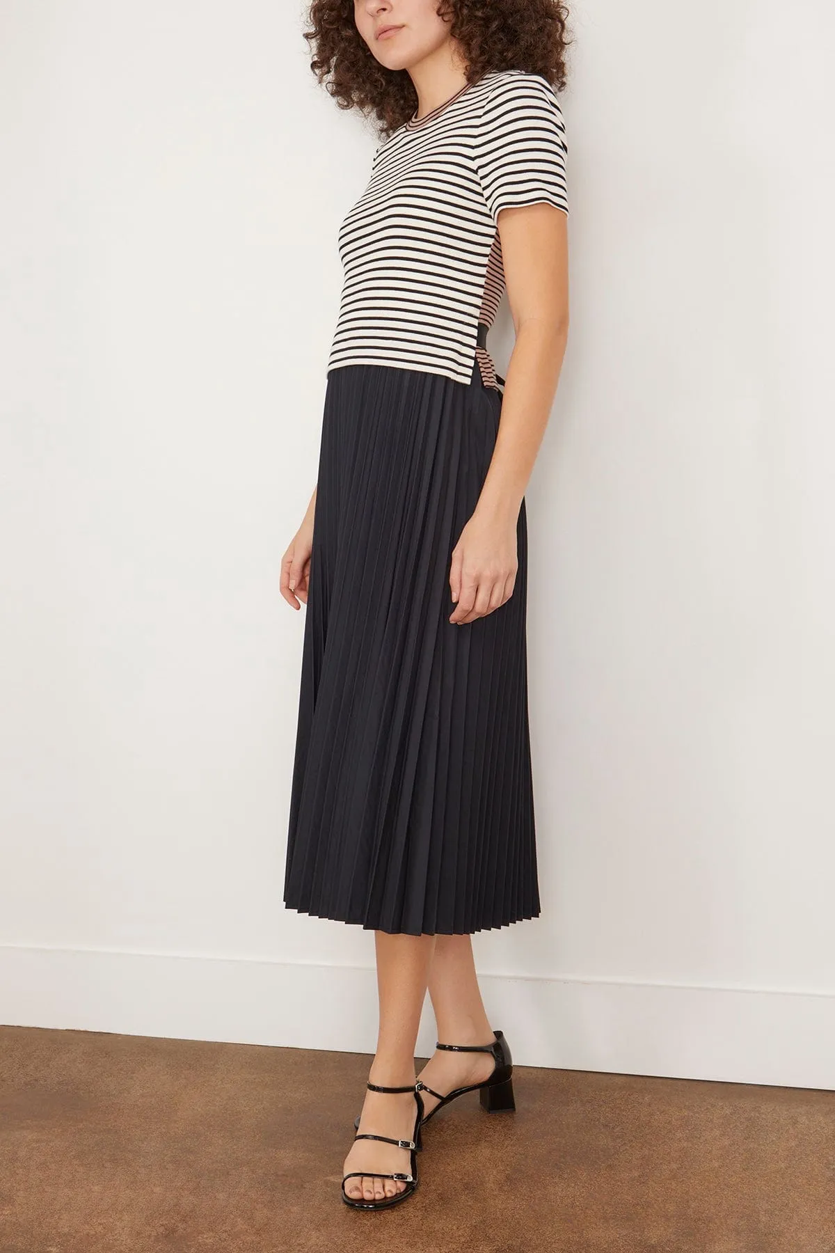 Logan Dress in White/Black/Black Multi