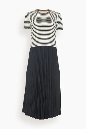 Logan Dress in White/Black/Black Multi