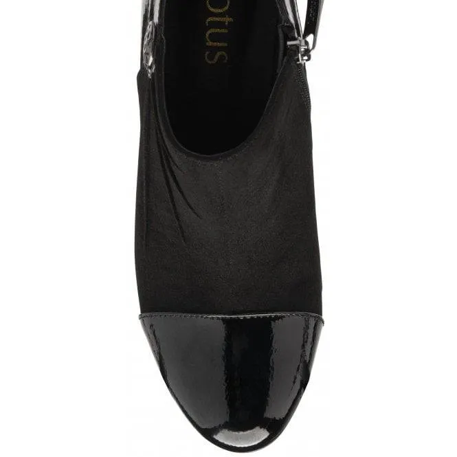 Lotus Auvergne Microfibre & Patent Button Trim Almond Toe Shoe Boot