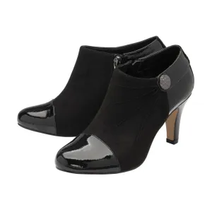 Lotus Auvergne Microfibre & Patent Button Trim Almond Toe Shoe Boot