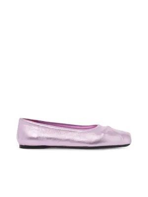 Metallic Leather Little Bow Ballerinas