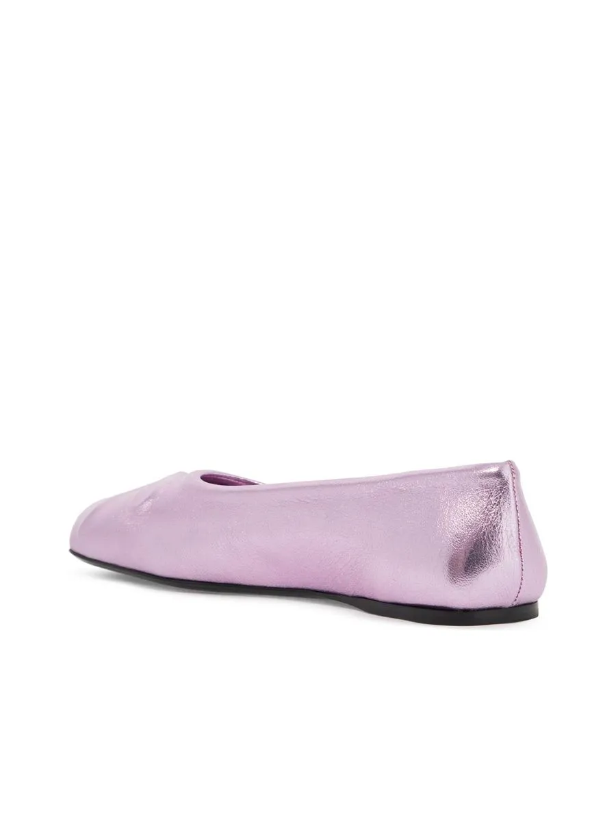 Metallic Leather Little Bow Ballerinas