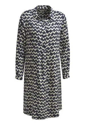 Milano 51-6407-1322 Navy Print Dress With Collar