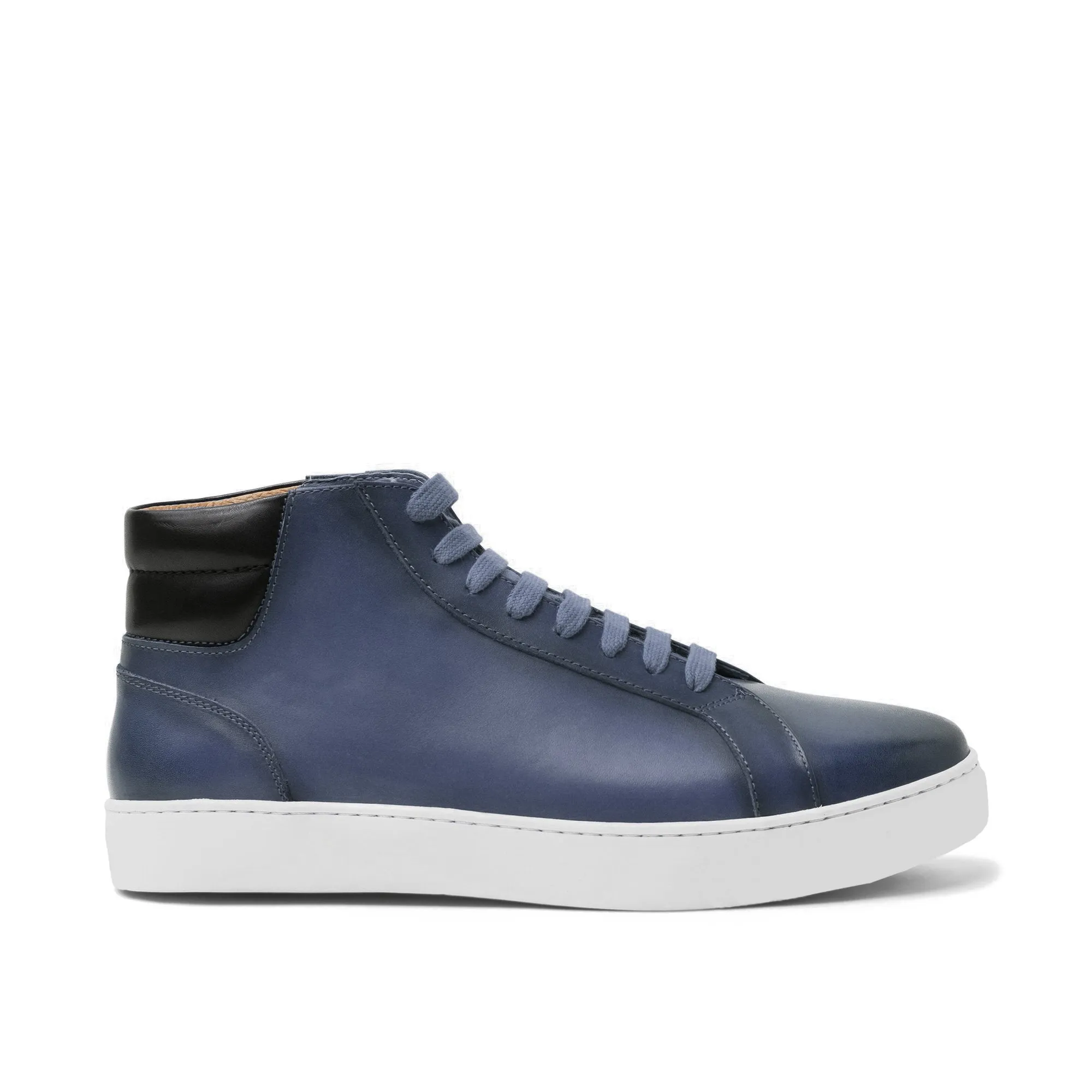 Navy Blue Leather Angus Sneaker Boots