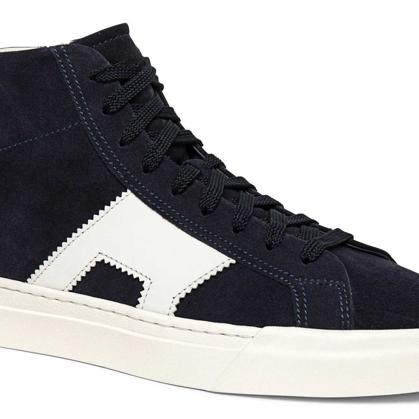 Navy Blue Suede Wolfton Lace Up High Top Sneakers - AW24